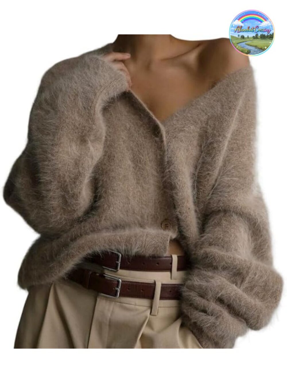 Fuzzy Mohair Cardigan V-Neck Button Down Oversized Sweater